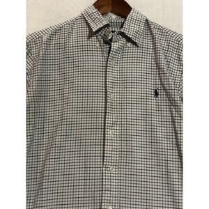 Ralph Lauren Classic Fit Mens Blue White Check Button Down Shirt Size M Long Slv